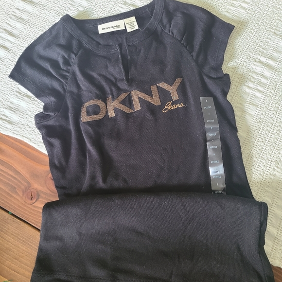 NWT DKNY Jeans Black Glitter Shirt - Petite Small